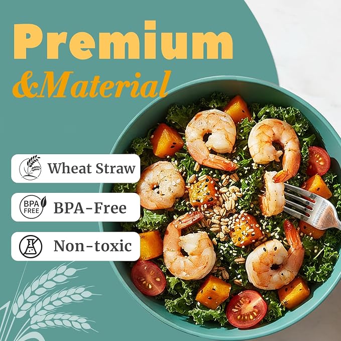 40 OZ Kitchen Bowl, Unbreakable & Lightweight Wheat Straw Bowls Sets of 8 - Image 3