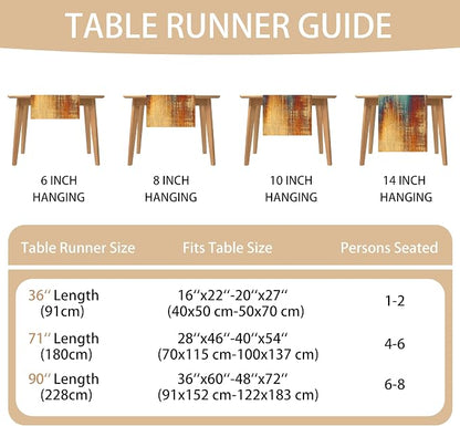 Long Table Runner Vintage Abstract Blue and Orange Table Runner Messy Rust - Image 6