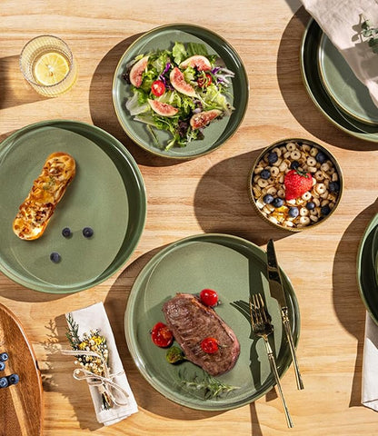Ceramic Dinnerware Set for 4, 12-Piece Plates and Bowls Set | Lightweight - Image 3