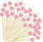 240 PCS Pink Love Heart Shaped Cocktail Picks, 4.7Inch Bamboo Fancy Toothpicks for Appetizers, Cocktail Skewers Sticks Selected for Weddings, Valentines Day, Desserts, Charcuterie, Food, Drinks