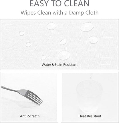 Rectangle 4 Feet Tablecloth 60x84 inch Linen Textured Table Cloth Stain and Wrinkle Resistant Washable Polyester, Decorative Table Cover Waterproof for Dining, Buffet and Camping, White