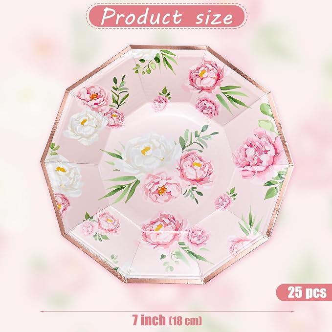 WRAPAHOLIC 25Pcs Floral Paper Plates - Image 2