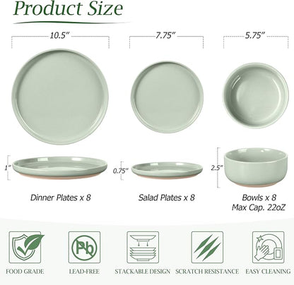 LIANYU Plates and Bowls Sets for 8, 24 Piece China Dinnerware Stoneware Set - Image 3