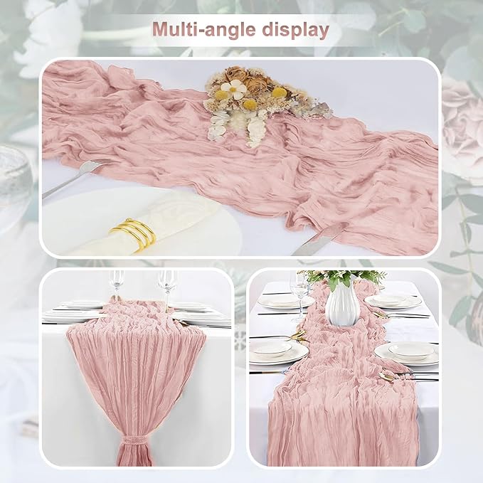 6 Pack Blush Pink Cheesecloth Table Runner 35x120 Inch 10Ft Rustic Gauze Cheese - Image 6