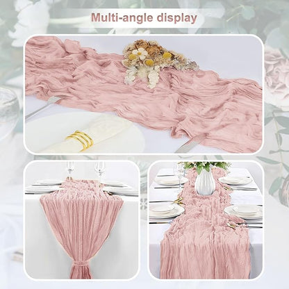 6 Pack Blush Pink Cheesecloth Table Runner 35x120 Inch 10Ft Rustic Gauze Cheese - Image 6