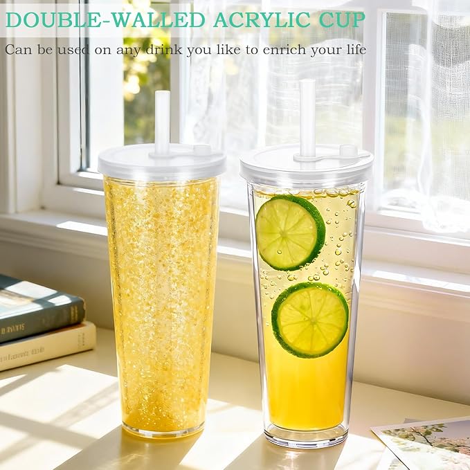 6 Pack 24Oz Snow Globe Tumblers, Double Wall Acrylic Pre Drilled Snow Globe Cup - Image 5