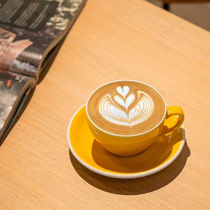 Loveramics Cappuccino Cup with Saucer, 8 oz Ceramic Coffee cup with Round Bottom - Image 5