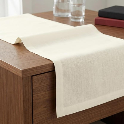 Solino Home 100% Linen Dining Table Runner Ivory Woven, Fete 14 x 72 in | Table - Image 5