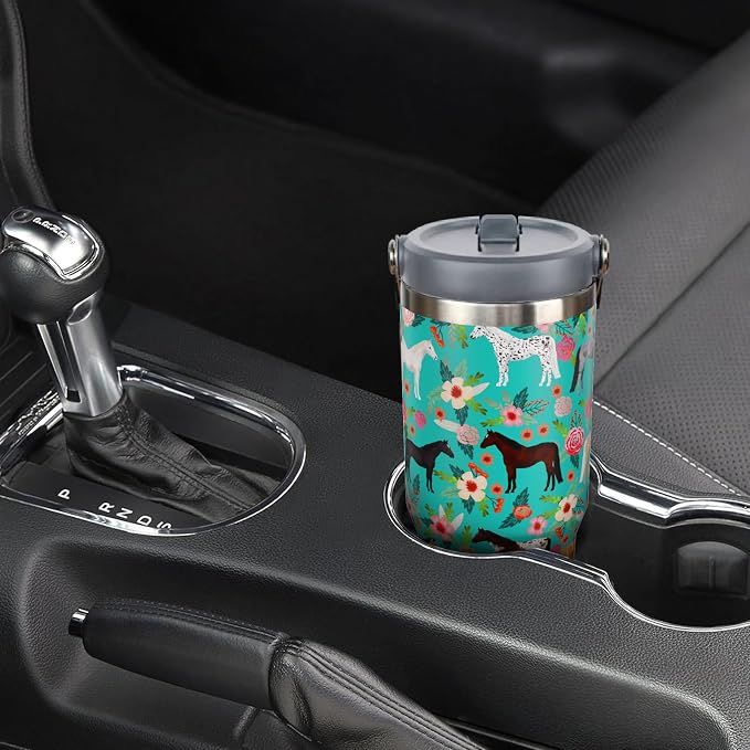 30 oz Horse Tumbler with Handle and Flip Straw, Vacuum Insulated Water Bottle - Image 6