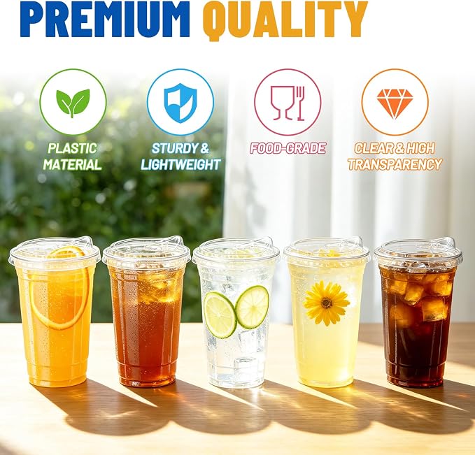 Qinsihwn 24 oz Clear Plastic Cups - Image 3