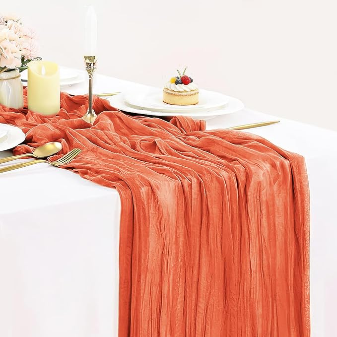 Orange Cheesecloth Table Runner 10FT Gauze Table Runner Cheesecloth Fabric by BlueTopCoLtd