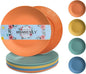 Homienly Flat Dinner Plates Set of 8 Alternative for Plastic Plates Microwave and Dishwasher Safe Wheat Straw Plates for Kitchen Unbreakable Kids Plates with Pattern (Multi, 9 inch), MS 01