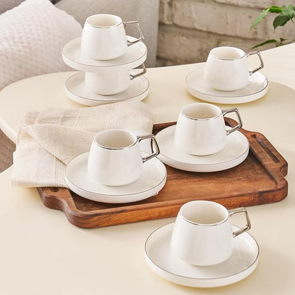 KARACA Saturn Platin Turkish Coffee Cup Set of 6, Arabic Coffee & Espresso - Image 5