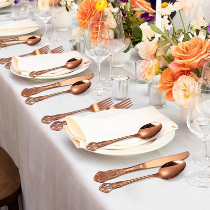 Royal Flatware Set for 4 Copper/Rose Gold Silverware Stainless Steel Cutlery 20 - Image 4