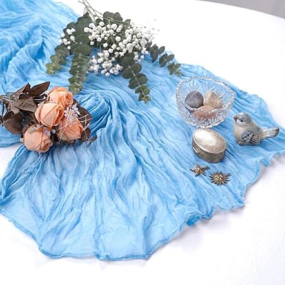 10 Pack Baby Blue Cheesecloth Table Runner 17 x 108 Inch | Boho Gauze Fabric - Image 6