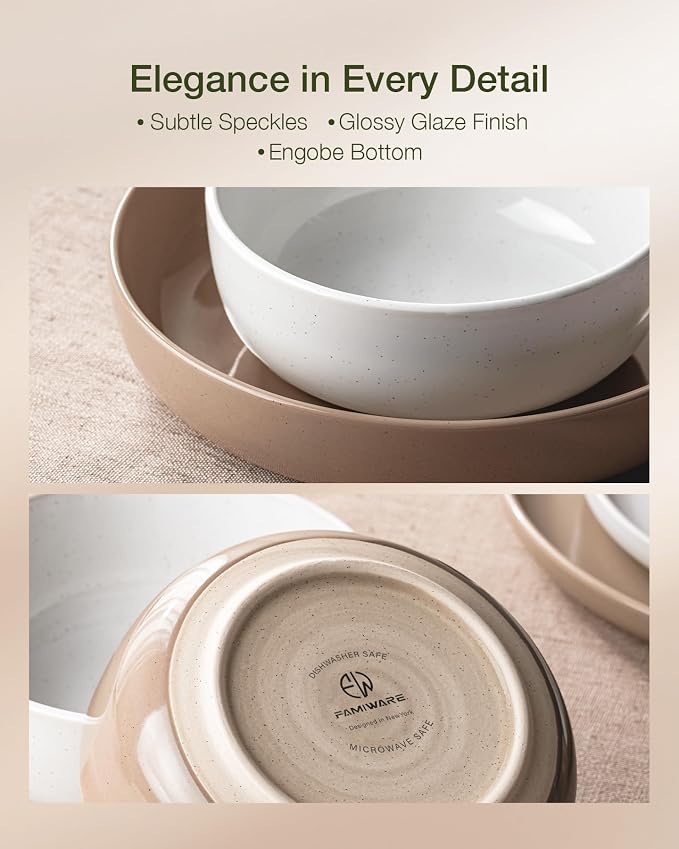 Famiware Milkyway 12-Piece Stoneware Dinnerware Set, Dishes Set - Image 6