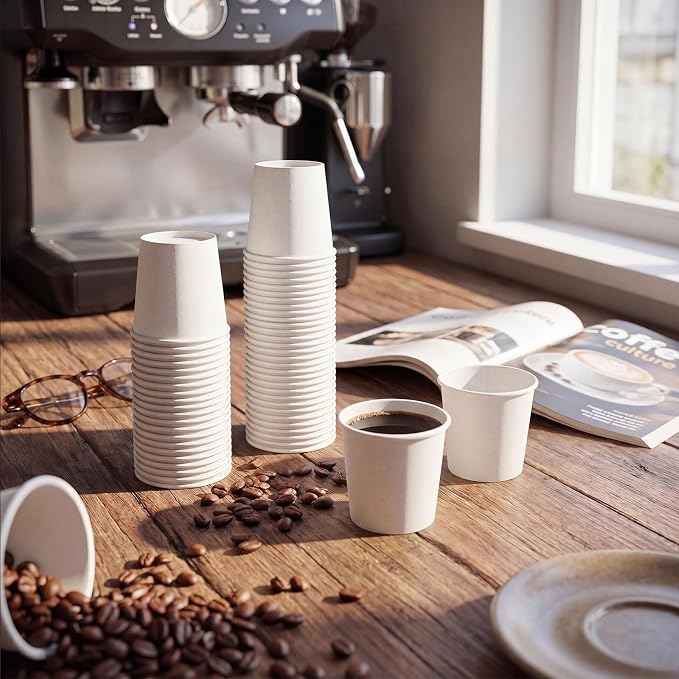 100 Pack 3oz Mini Coffee Cups Disposable Paper Cups Hot or Cold Beverage Cup - Image 4