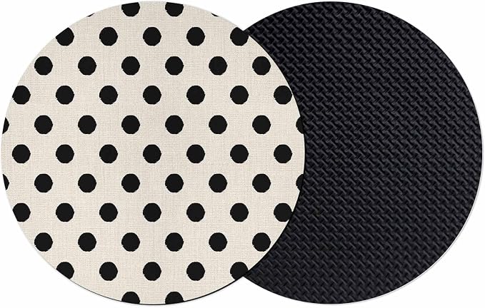 Wave Point Black Coasters Set of 2, Modern Minimalist Geometric on Linen Soft by PIEPLE