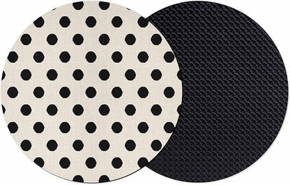 Wave Point Black Coasters Set of 2, Modern Minimalist Geometric on Linen Soft by PIEPLE