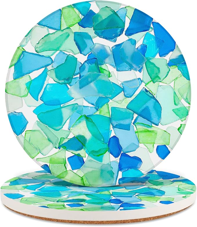 2 Pack Ceramic Coasters for Drinks – Absorbent Stone Coaster by HIYALOT