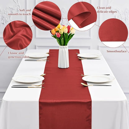 12 Pack Terracotta Satin Table Runner 12 x 108 Inch Long Premium Table Runners - Image 4
