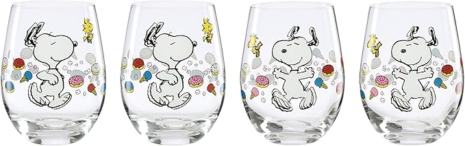 Lenox Chef Snoopy Glass Tumblers, drinking glasses by Lenox