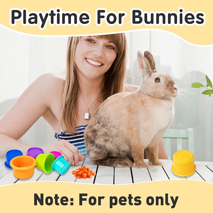 8 Pcs Colorful Stacking Cups for Rabbits, Colorful Bunny Cups for Rabbits and - Image 7
