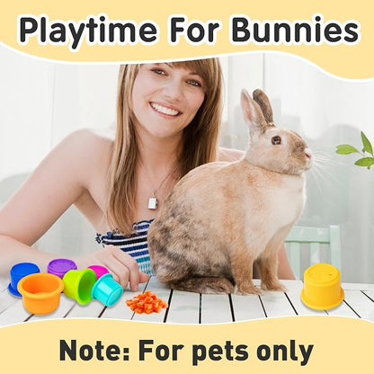 8 Pcs Colorful Stacking Cups for Rabbits, Colorful Bunny Cups for Rabbits and - Image 7