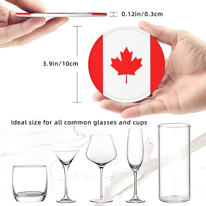 6 Pack Canada Leather Coaster - Image 4