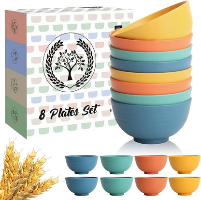 Wheat Straw Small Bowls, Unbreakable Dessert Bowls 8 PCS, 10 OZ Small Plastic by HOMIENLY