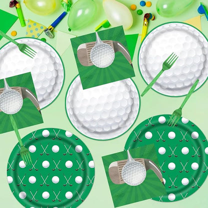 Rakuto Golf Party Decorations 96PCS Plates Napkins Forks Tableware | Golf - Image 6