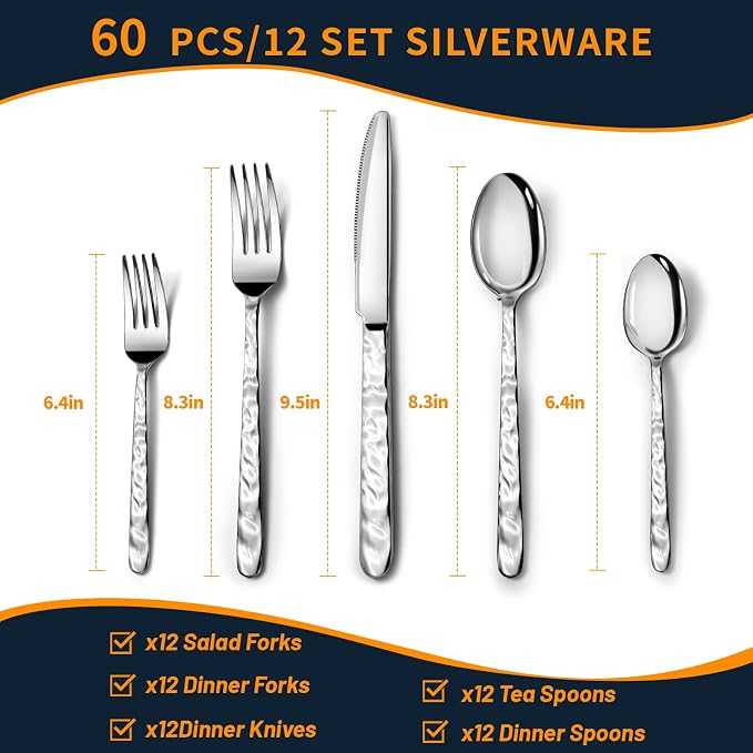 NICE KITCHEN 60 Piece Silverware Set - Image 2