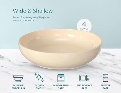 KooK Porcelain Pasta Bowl Set, For Soups and Salads, Serving Bowls, Large - Image 6