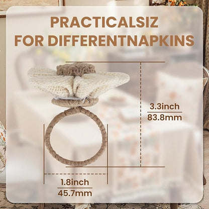 Napkin Rings Set of 6 Handmade Rustic Napkin Rings Reusable Boho Napkin Ring - Image 4