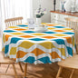 Laeacco 60 Inch Geometric Round Tablecloth Blue and Orange Waved Stripes Modern Abstract Art Print Table Cloth Washable Waterproof Wrinkle Free Table Cover for Kitchen Dining Picnic Party Decoration