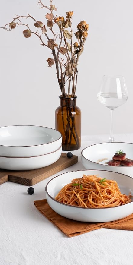 famiware Mercury Pasta Bowls Set of 4, 33 oz Large Salad Bowls, Lead-free and - Image 6