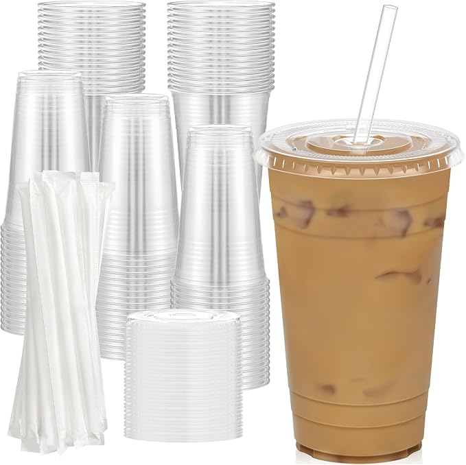 Dealusy 100 Pack - 24 oz Clear Plastic Cups by Dealusy