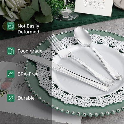 500PCS Silver Plastic Silverware, Disposable Utensils & Cutlery | 200 Forks - Image 3