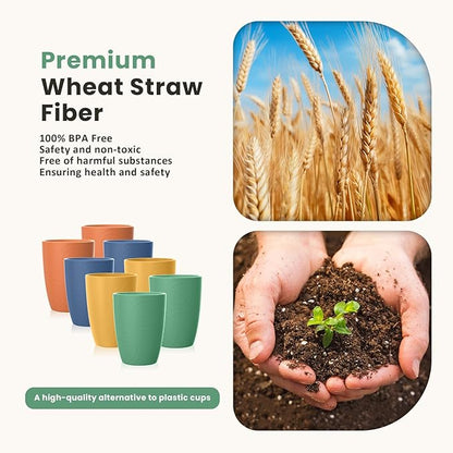 Homienly Wheat Straw Cups, Premium Alternative to Plastic Cup Set of 8 - Image 2