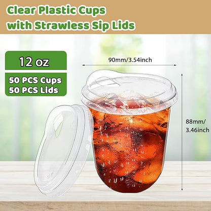 50 Pack 12 oz Clear Plastic Iced Coffee Cups - Image 2