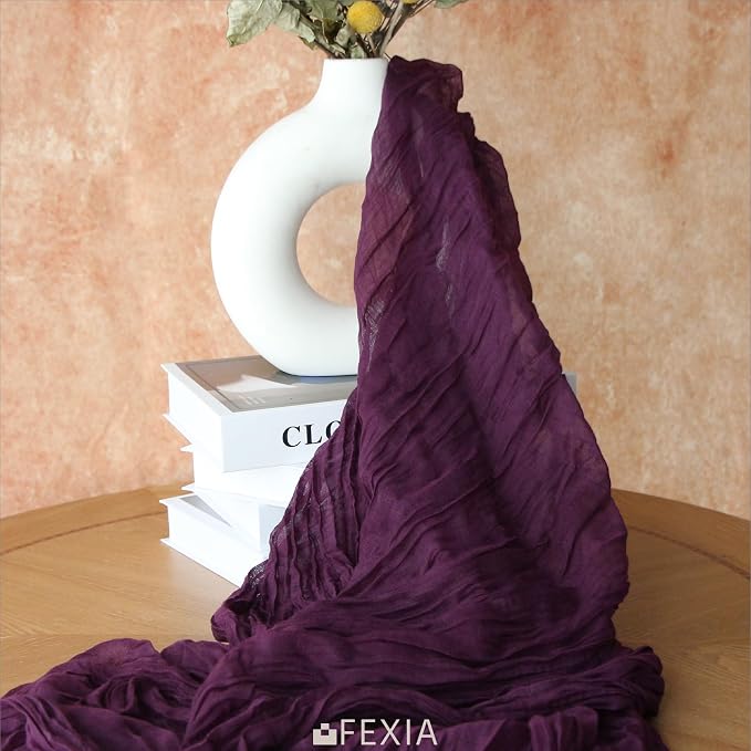 Purple Cheesecloth Table Runner Wedding Bridal Shower Home Boho Decor | 35x120 - Image 5