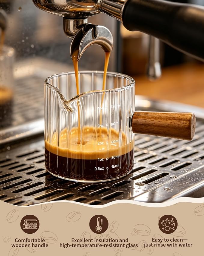 2 Pack Espresso Measuring Cups, 4oz Borosilicate Glass Espresso Shot Glasses - Image 3