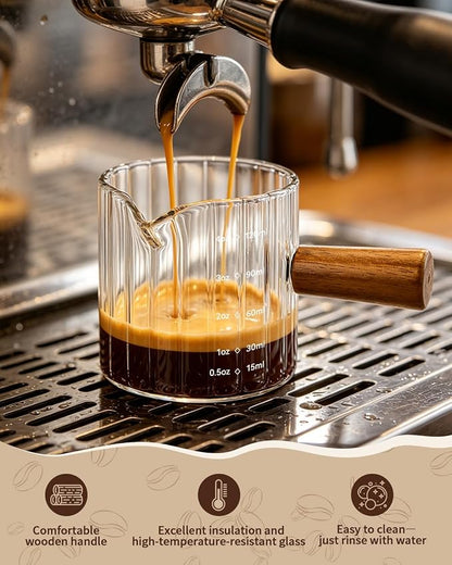2 Pack Espresso Measuring Cups, 4oz Borosilicate Glass Espresso Shot Glasses - Image 3