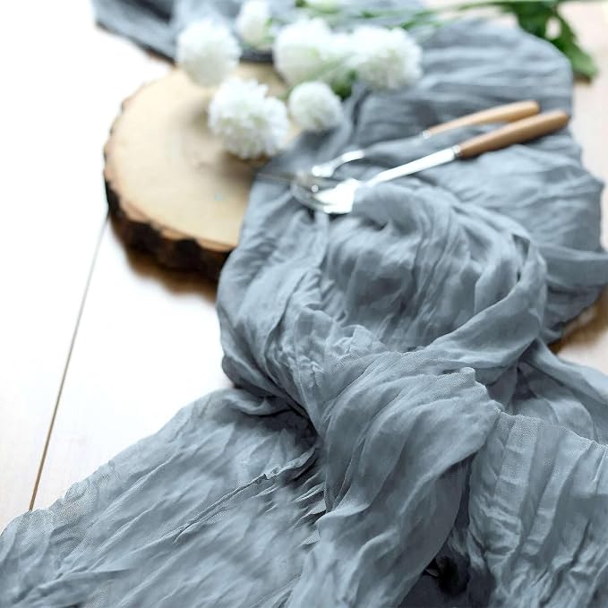 Efavormart 10ft Dusty Blue Cheesecloth Table Runner - Image 7
