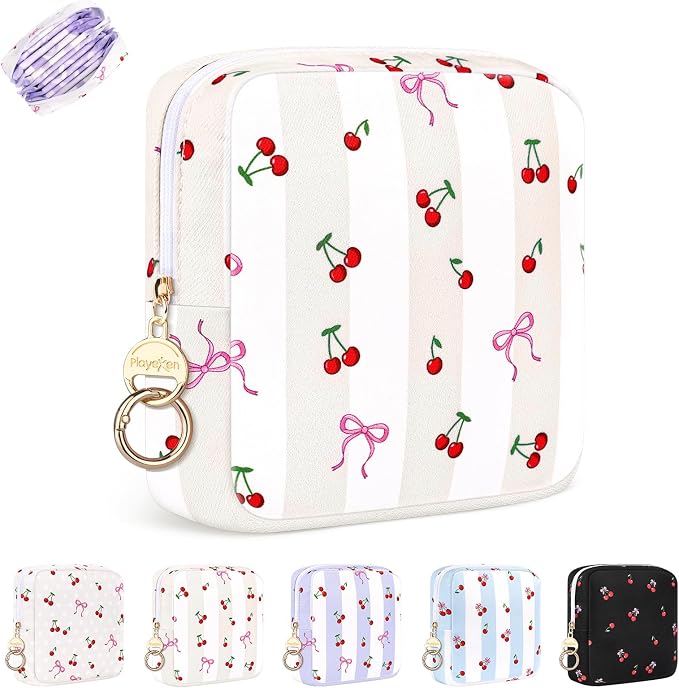 Period Bag for Teen Girls, Canvas Sanitary Napkin Storage Bag by PlaytotheExtreme