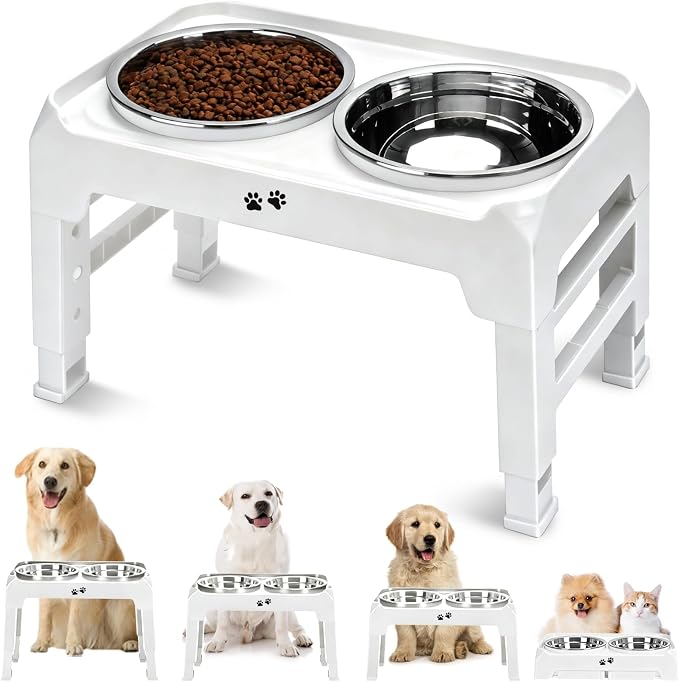 COMESOON Elevated Dog Bowls, 4 Height Adjustable Raised Bowl Stand by COMESOON