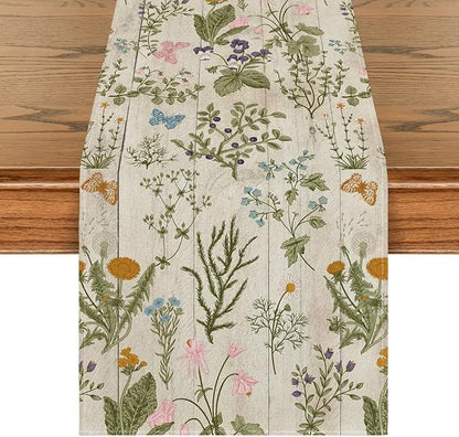 Artoid Mode Wood Wild Flowers Floral Spring Table Runner, Seasonal Summer by ArtoidMode