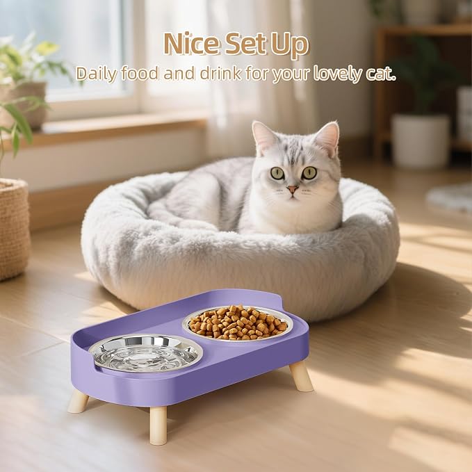 Elevated Cat Bowl, Raised Cat Food and Water Bowl Set - Image 6