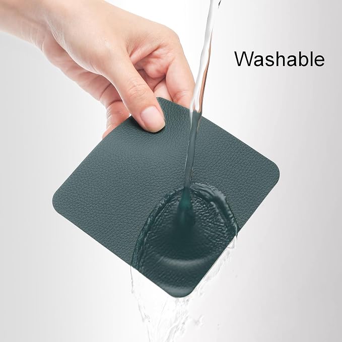 Myir JUN Coasters Glass Coasters Set of 12 4 inch Double Sided Faux Leather - Image 2