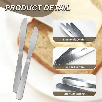 150 Pcs Stainless Steel Dinner Knives Bulk 8.3 Inches Spreader Knives - Image 5